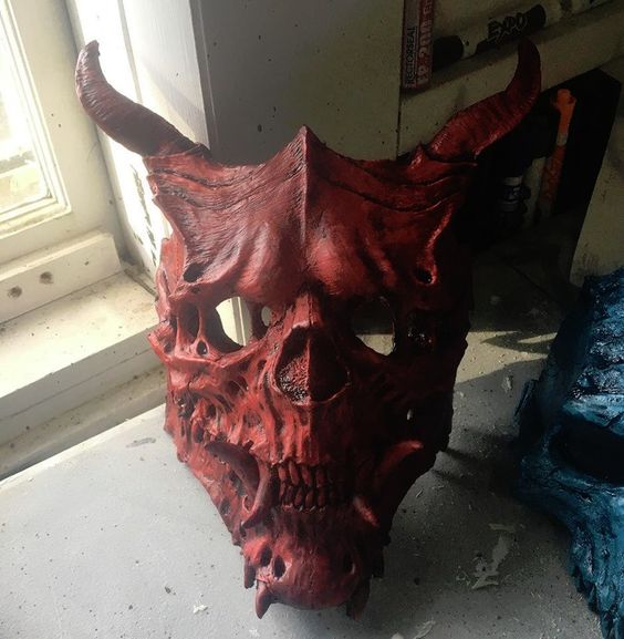 Oni Skull, Demon mask, Skull mask, Horror mask, Halloween mask, Cosplay Mask, Made to Order